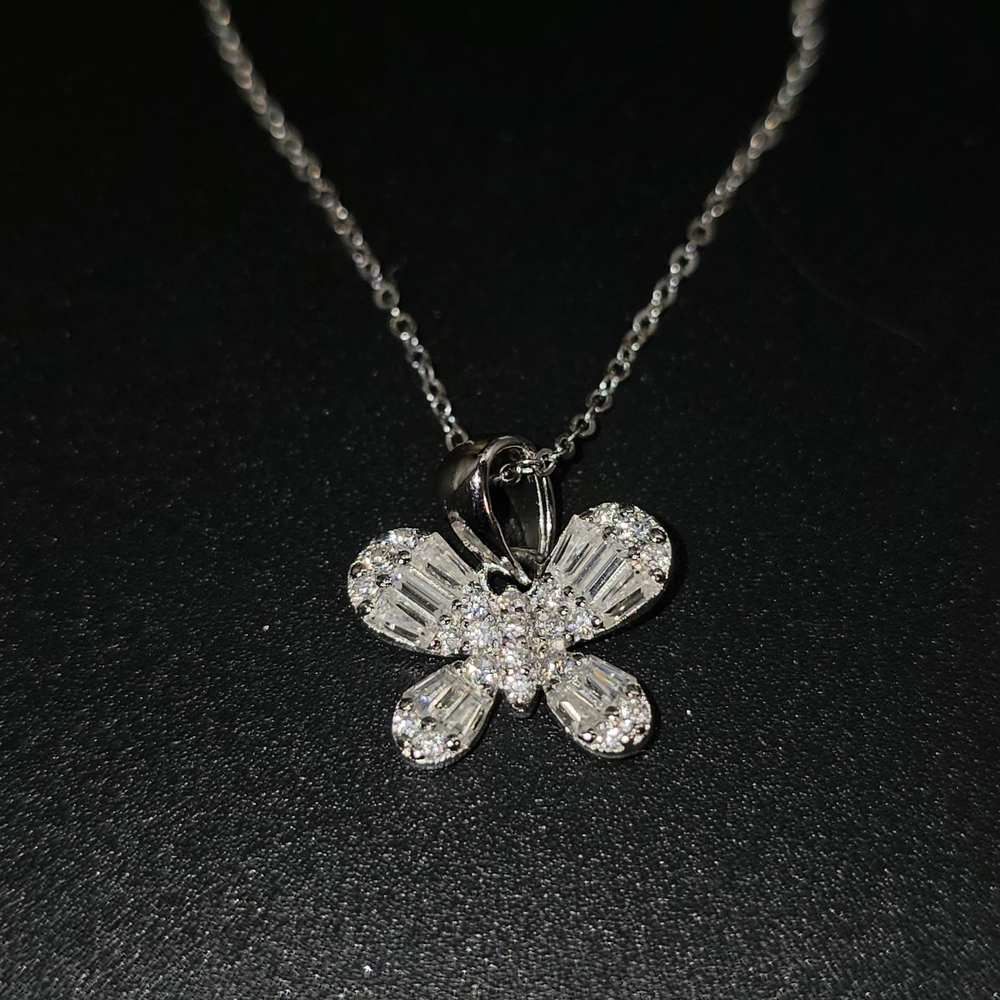 ✨ Moissanite Butterfly Necklace — S925 Sterling Silver (18”) ✨